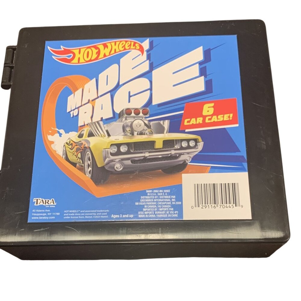 Hot Wheels‎ Made to Race 6-Car Carrying Case Black Plastic Durable Storage Box